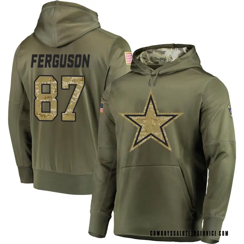 Jake Ferguson Dallas Cowboys Men's Legend Olive Salute to Service Sideline  Long Sleeve T-Shirt