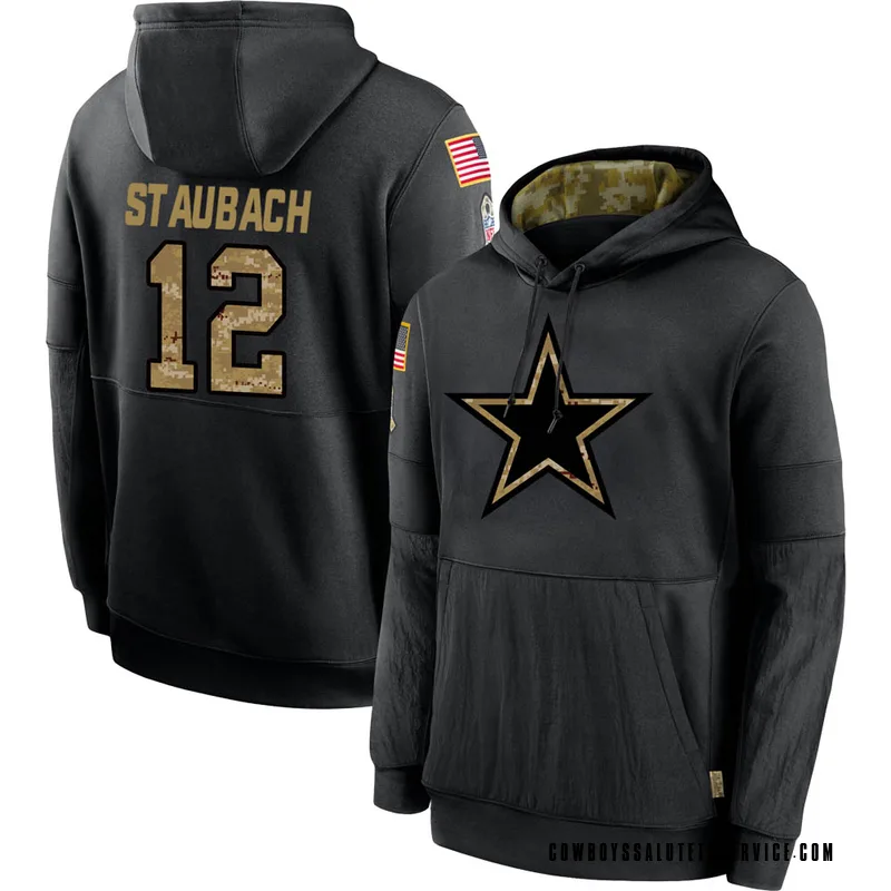 Roger Staubach Dallas Cowboys Men's Legend Olive Salute to Service Sideline  Long Sleeve T-Shirt