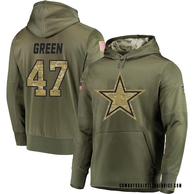 Seth Green Dallas Cowboys Youth Legend Green Salute to Service Sideline  Olive Long Sleeve T-Shirt